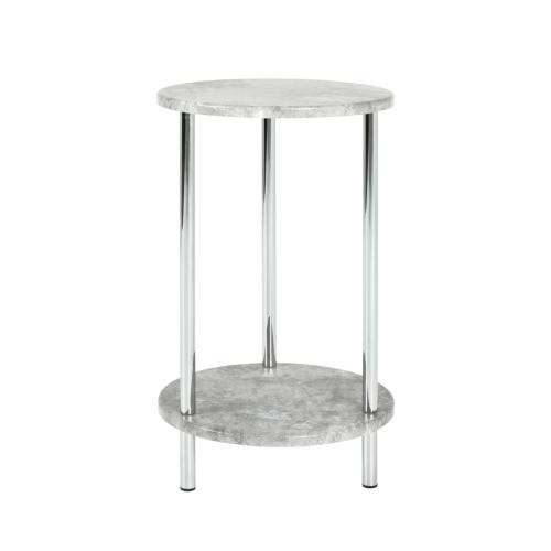 3S. x Home - Table d'appoint avec plateau rond en bois et structure en acier chromé - Nouveautés Meuble Et Déco Design