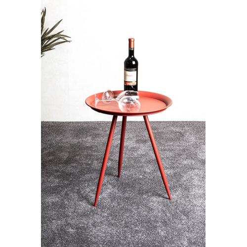 3S. x Home - Table d'appoint en métal laqué rouge modèle maxi - Meuble Et Déco Design