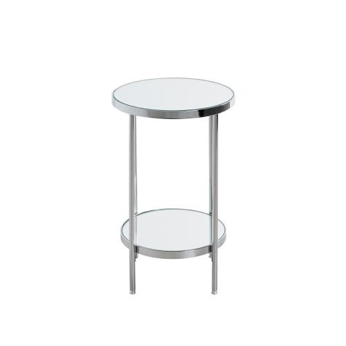 3S. x Home - Table d'appoint en métal chromé et étagères en verre miroir - Table Basse Design