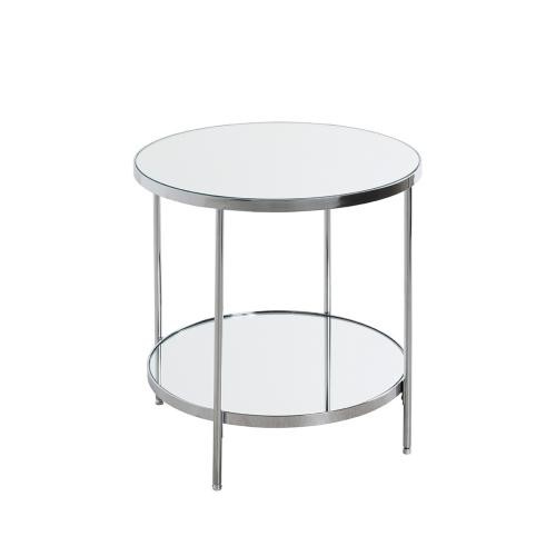 3S. x Home - Table d'appoint en métal chromé et étagères en verre miroir - Table Basse Design