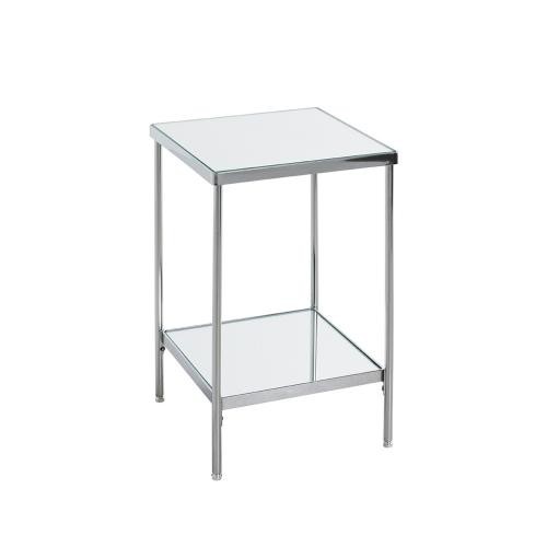 3S. x Home - Table d'appoint en acier chromé et étagères en verre miroir - Table Basse Design