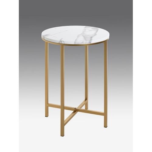 3S. x Home - Table d'appoint en métal doré avec plateau décor marbre - Table Basse Design