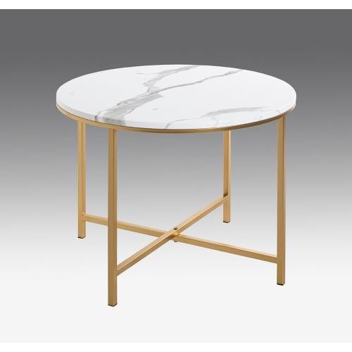 3S. x Home - Table d'appoint en métal laqué doré plateau décor marbre - Le salon