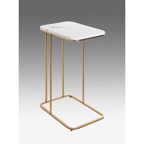 3S. x Home - Table d'appoint en métal doré et plateau décor marbre - Meuble Et Déco Design