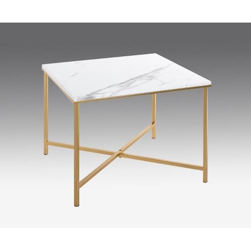 3S. x Home - Table d'appoint en acier doré et plateau décor marbre - Le salon