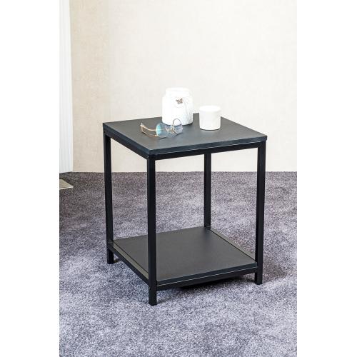 3S. x Home - Table d'appoint en métal avec plateaux décor noir - Table d appoint noire