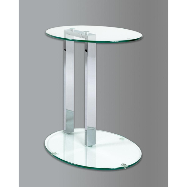 Table d'appoint ovale avec plateaux en Verre trempé transparent et Structure en Métal Chromé 3S. x Home