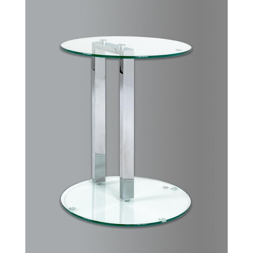 Table d'appoint ronde avec plateaux en Verre trempé transparent et Structure en Métal chromé et  3S. x Home