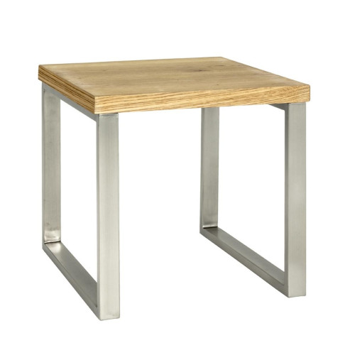 3S. x Home - Table d'appoint avec plateau finition chêne véritable et structure optique inox - Table Basse Design