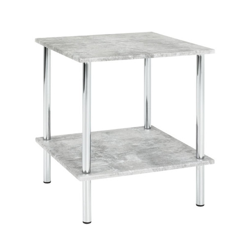 3S. x Home - Table d'appoint avec plateau carré en bois et structure en acier chromé - Table Basse Design
