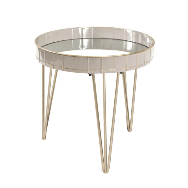Table d'appoint structure en tube d'acier couleur Bronze et plateau en Métal laqué Gris avec en Verre miroir  Gris 3S. x Home Meuble & Déco