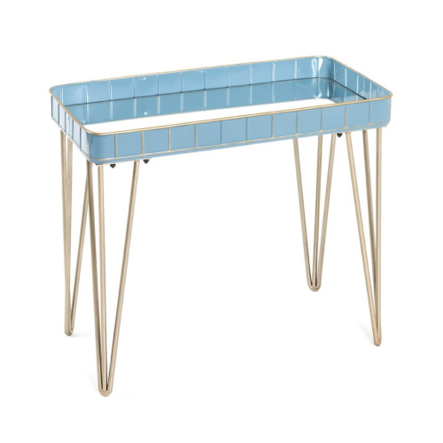 3S. x Home - Table d'appoint avec structure Or et Bleu  - Le salon