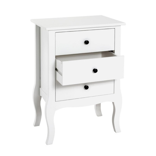 3S. x Home - table d'appoint 3 tiroirs - blanc - Table Basse Design