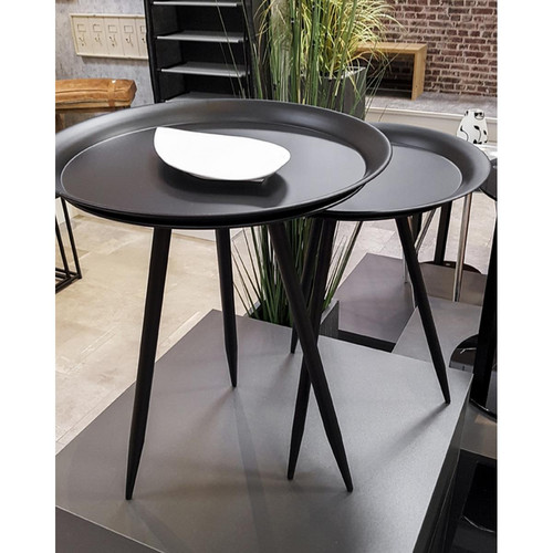 table d'appoint en métal laqué noir grand modèle Noir 3S. x Home Meuble & Déco