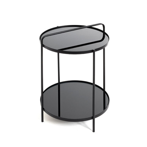 3S. x Home - table d'appoint plateaux en verre trempé noir - Table d appoint noire