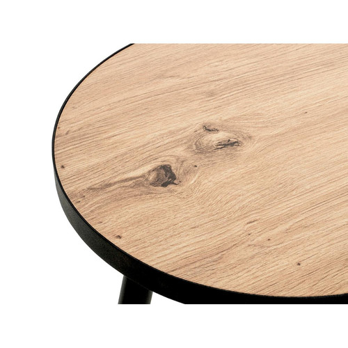 table d'appoint petit modèle en métal laqué noir décor chêne 3S. x Home