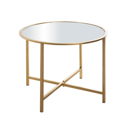 Table d'appoint ronde Dorée en métal laqué et plateau en miroir Or 3S. x Home Meuble & Déco