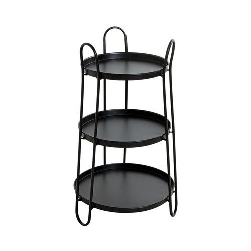 3S. x Home - Table d'appoint 3 plateaux métal laqué noir - Table Basse Design