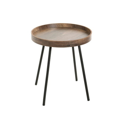 3S. x Home - Table d'appoint décor chêne foncé - Table d appoint noire