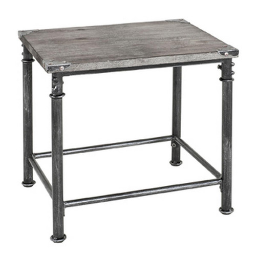 Table d'appoint gris plateau en bois massif et pieds en acier h43 cm Gris 3S. x Home Meuble & Déco