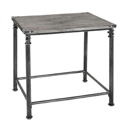 3S. x Home - Table d'appoint gris plateau en bois massif et pieds en acier - 3S. x Home meuble & déco