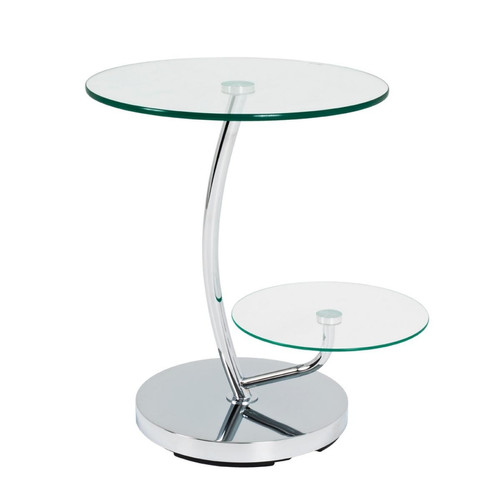 3S. x Home - table d'appoint inox et verre trempé 2 niveaux - Table Basse Design