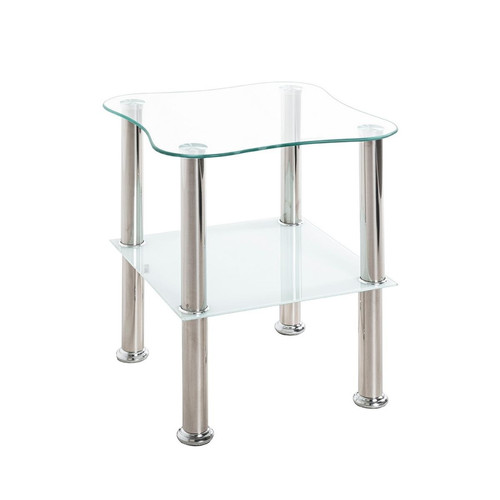 3S. x Home - table d'appoint inox et verre trempé - Table Basse Design