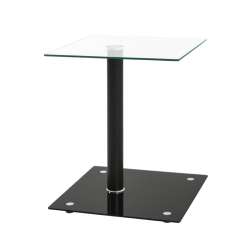 3S. x Home - Table d'appoint noire double plateau verre trempé - Table d appoint noire