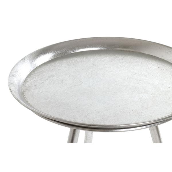 Table d'appoint ronde en Métal laqué Argenté petit modèle Table basse