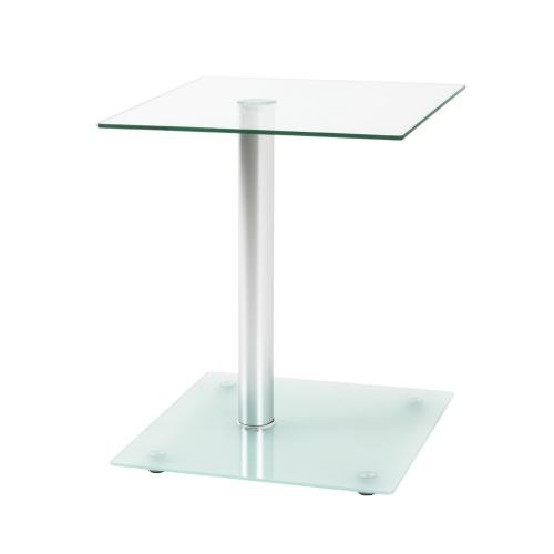 3S. x Home - Table d'appoint blanche double plateau verre trempé - Le salon