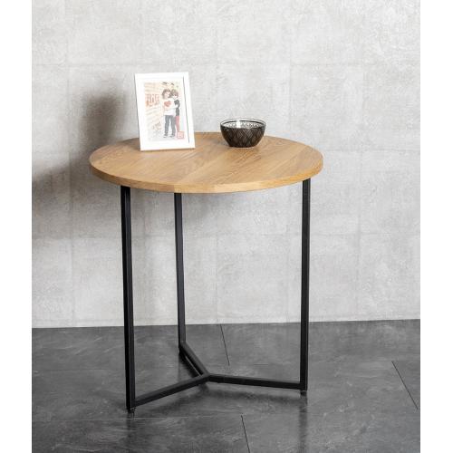 3S. x Home - Table d'appoint ronde plateau chène - Table d appoint noire