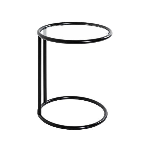 3S. x Home - Table d'appoint ronde laquée noir mat plateau verre trempé - Table Basse Design