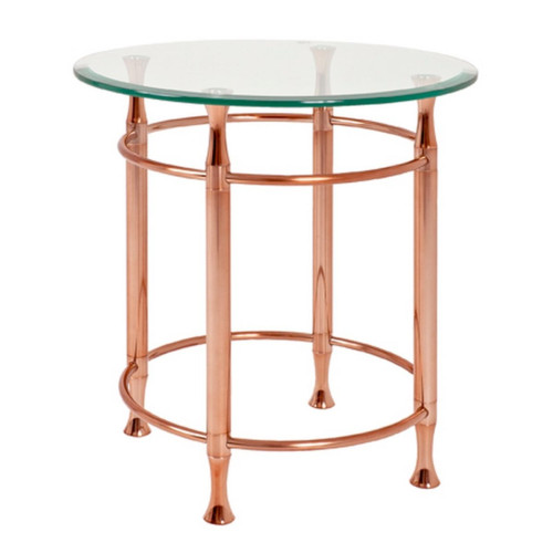 3S. x Home - Table d'appoint ronde acier plateau verre transparent - Table Basse Design