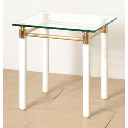 3S. x Home - Table d'appoint carré blanche plateau verre trempé 10 mm - Le salon
