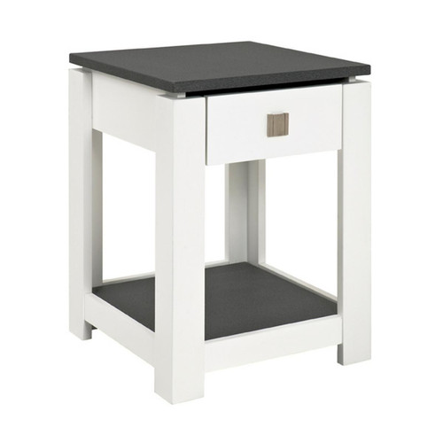 3S. x Home - Table d'appoint blanc décor granit 1 tiroir  - Table Basse Design
