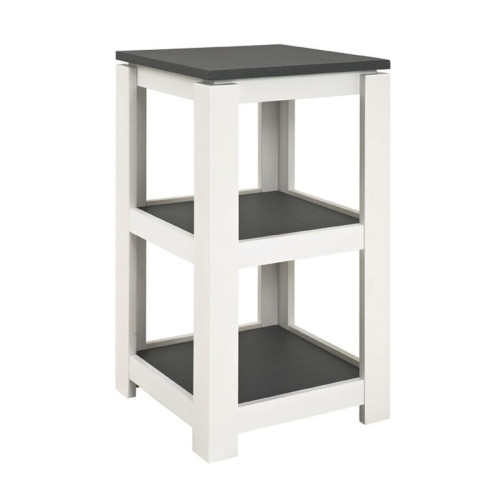 3S. x Home - Table d'appoint laqué blanc 3 plateaux décor granit  - Table Basse Design