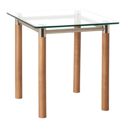3S. x Home - Table d'appoint finition noyer plateau en verre trempé - Table Basse Design