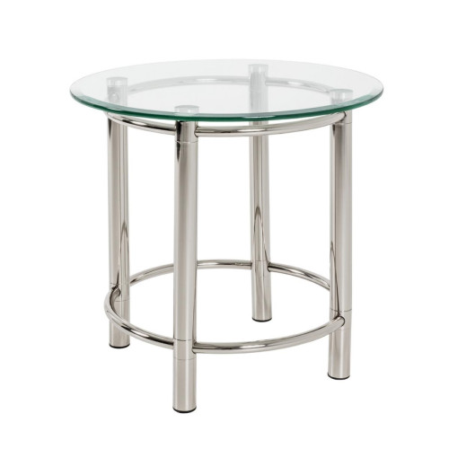 3S. x Home - Table d'appoint ronde acier chromé poli plateau verre trempé - Nouveautés