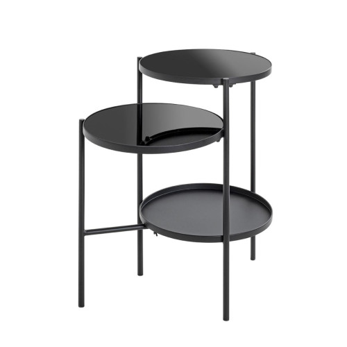 3S. x Home - Table d'appoint noir design plateaux en verre trempé - Le salon