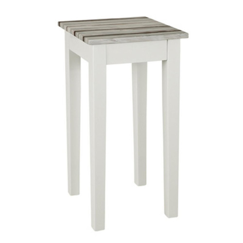 3S. x Home - Table d'appoint blanc plateau en décor pin  - Le salon
