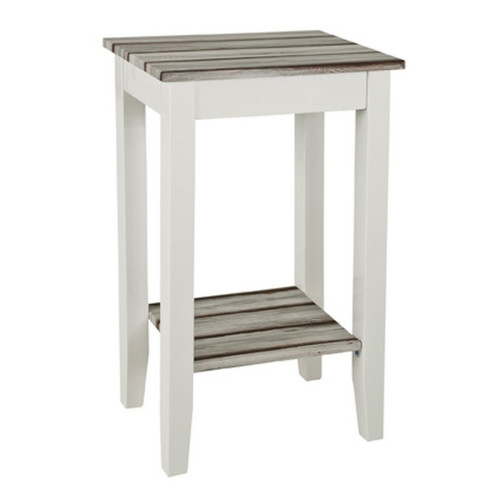 3S. x Home - Table d'appoint blanc double plateau en décor pin  - Table Basse Design