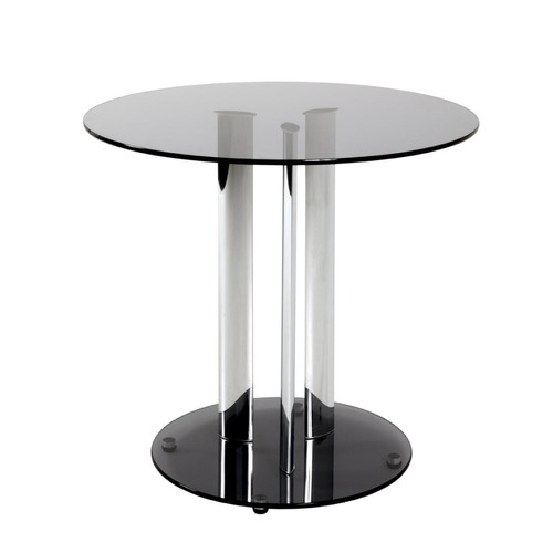 3S. x Home - Table d'appoint chromé et plateau en verre trempé gris - Le salon