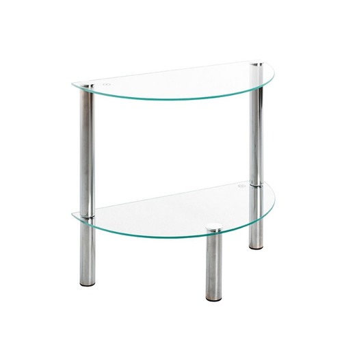 3S. x Home - Table d'appoint 2 niveaux avec plateau demi lune en verre  - Le salon
