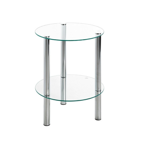 3S. x Home - Table d'appoint ronde plateau en verre transparent - Le salon