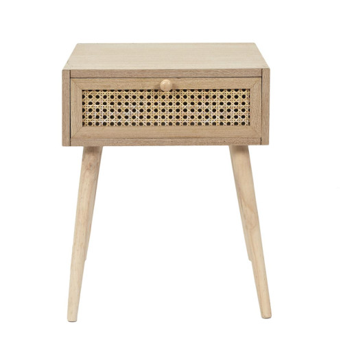 3S. x Home - Table de Chevet CANNAGE 1 Tiroir Bois - Chambre Adulte Design