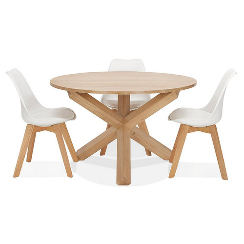 Table De Salle à Manger Naturel Design BERTA Style Scandinave  Beige 3S. x Home Meuble & Déco