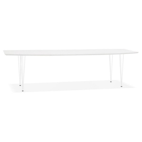 3S. x Home - Table De Salle à Manger Blanche Design DIAMANTO Style Industriel  - Table basse blanche design