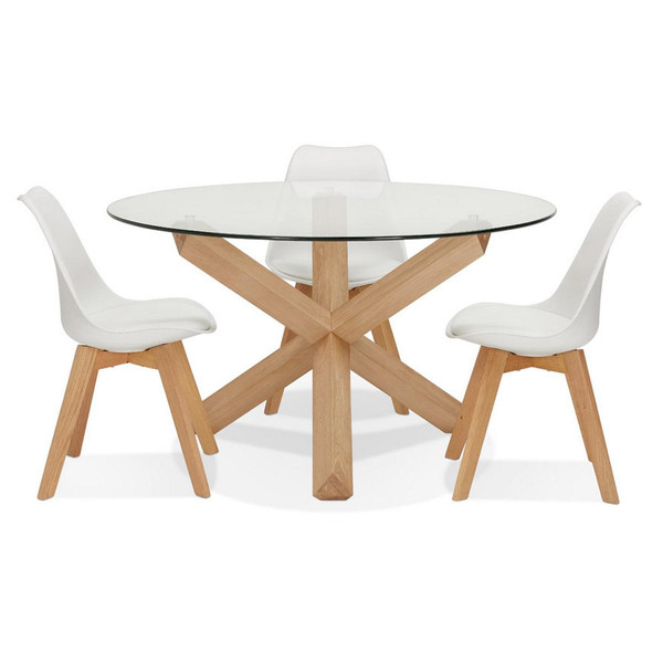 Table De Salle à Manger Clair Design VERBOA Style Scandinave  Transparent 3S. x Home Meuble & Déco
