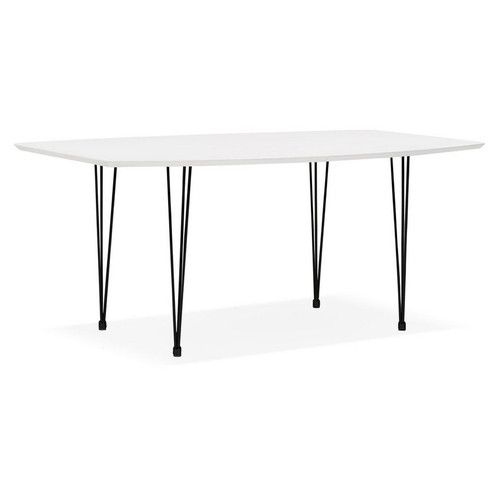 Table De Salle à Manger Design DIAMANTO Style Industriel Blanche Blanc 3S. x Home Meuble & Déco