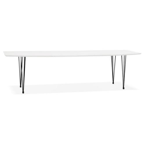 3S. x Home - Table de salle à manger Blanche design DIAMANTO Style industriel  - Table